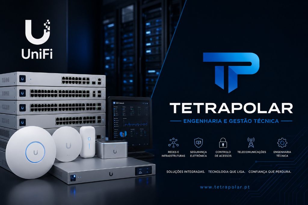 Equipamentos profissionais UniFi com identidade visual Tetrapolar