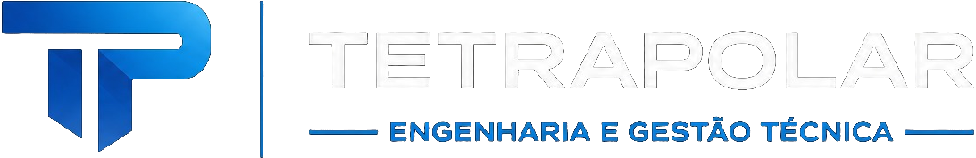 Variações do logótipo Tetrapolar em fundo claro e escuro